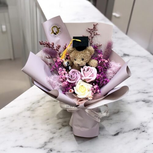 畢業熊小花束